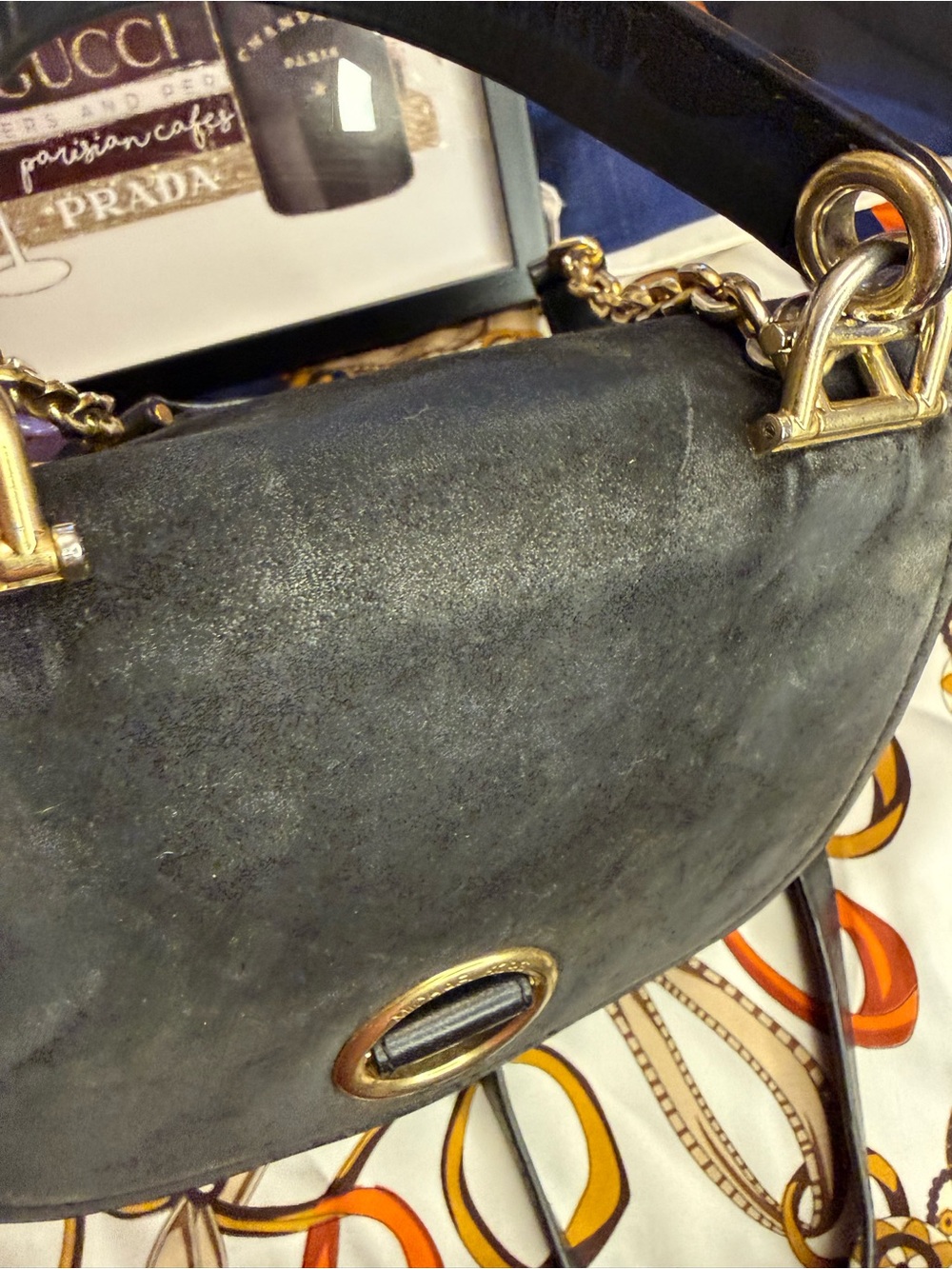 Michael Kors Black Leather & Suede Top Handle Crossbody Satchel - Picture 6 of 15